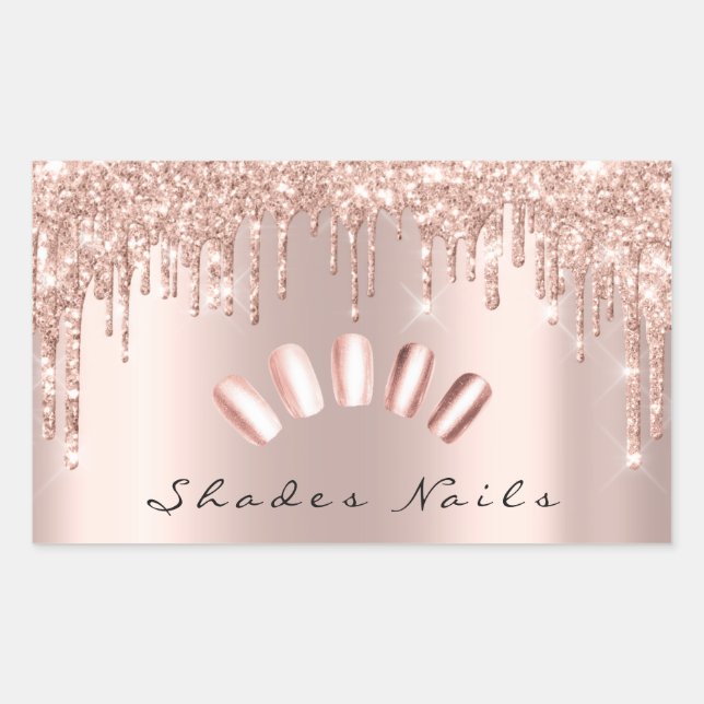 Sticker Rectangulaire Rose d'emballage Shades Nails Parties scintillant  (Devant)