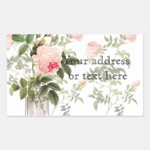 Sticker Rectangulaire Rose d'Orléans White Mason Jar et Daffodils