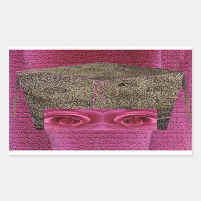 Sticker Rectangulaire Rose Face. (Devant)