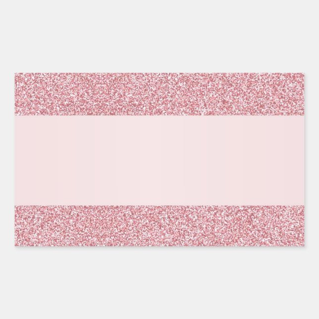 Sticker Rectangulaire Rose Gold Parties scintillant Effet Ajouter votre  (Devant)