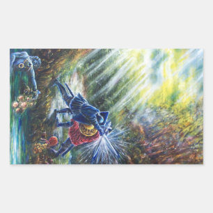 Sticker Rectangulaire ROSE OUBLIÉ combattant les chevaliers, l'argent et