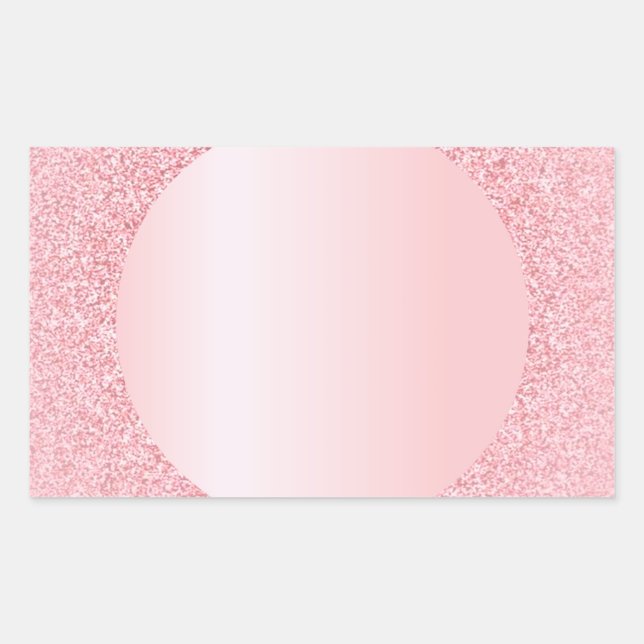 Sticker Rectangulaire Rose personnalisé Parties scintillant or blanc Mod (Devant)