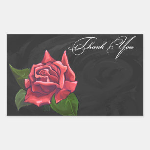 Sticker Rectangulaire Rose rouge Merci