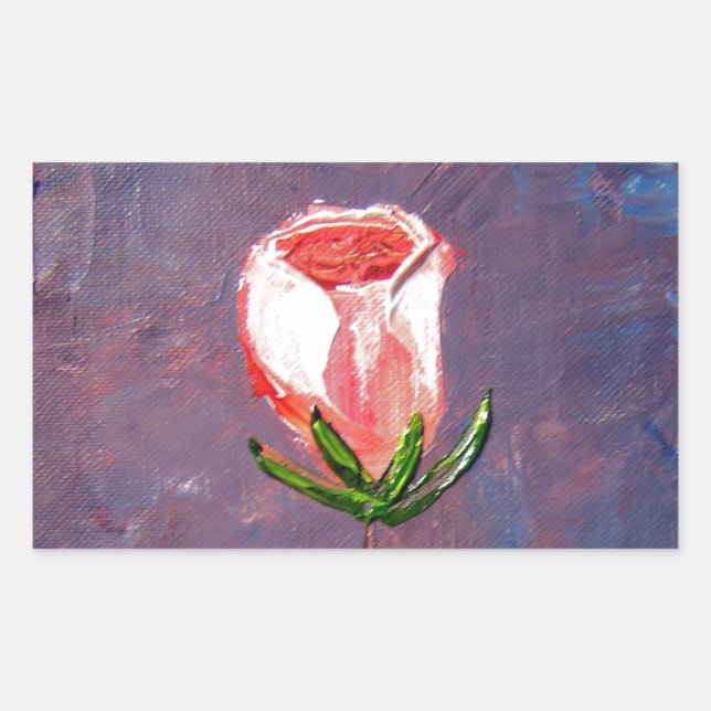 Sticker Rectangulaire Rose unique (Devant)