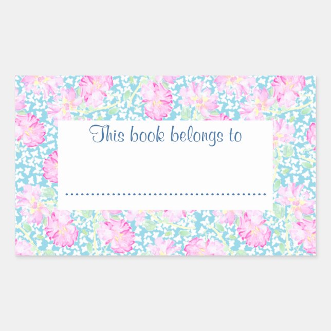 Sticker Rectangulaire Roses et papillons Plaques de réservation à Custom (Devant)