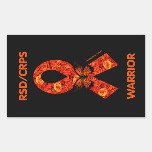 Sticker Rectangulaire Roses orange/papillon...RSD/CRPS