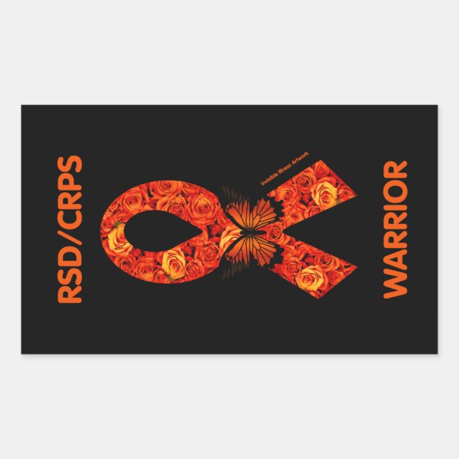 Sticker Rectangulaire Roses orange/papillon...RSD/CRPS (Devant)