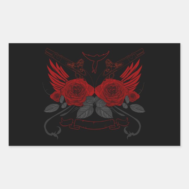 Sticker Rectangulaire Roses rouges (Devant)