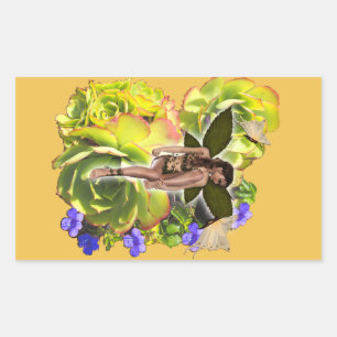 Sticker Rectangulaire Rosette Succulent visiteurs