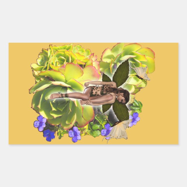 Sticker Rectangulaire Rosette Succulent visiteurs (Devant)