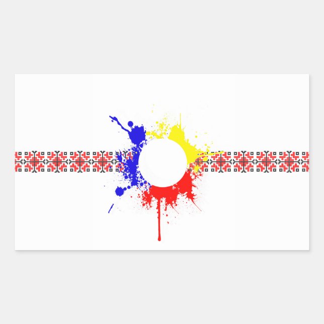 Sticker Rectangulaire rouania pays traditionnel motif drapeau splaty sy (Devant)