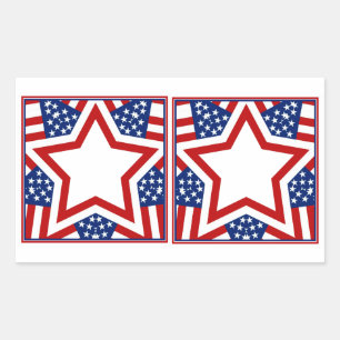 Sticker Rectangulaire Rouge blanc & bleu Star Design pour ajouter du tex