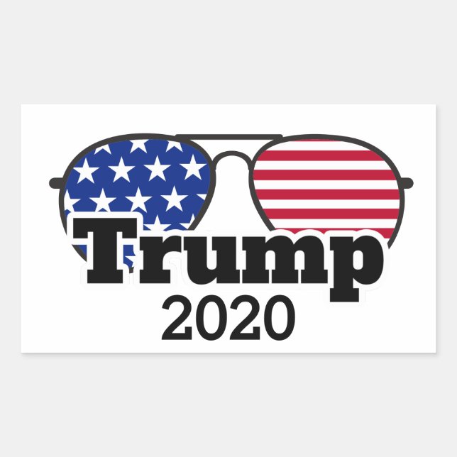Sticker Rectangulaire Rouge blanc bleu Trump 2020 (Devant)