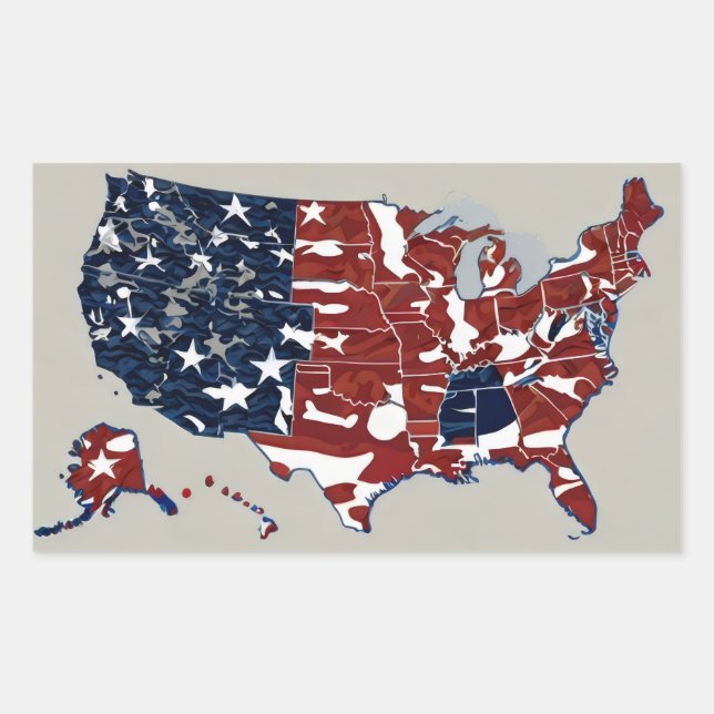 Sticker Rectangulaire rouge bleu états-unis (Devant)