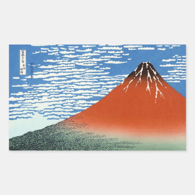 Sticker Rectangulaire Rouge Fuji matin clair vent sud (Devant)