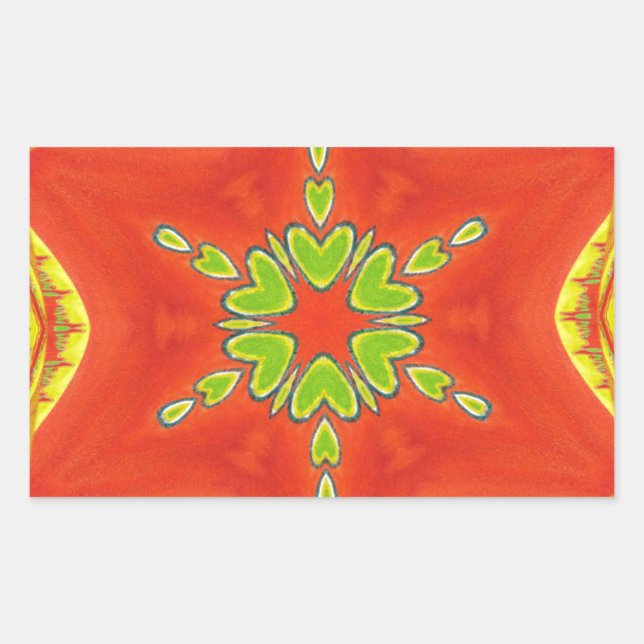 Sticker Rectangulaire Rouge or vert Mandala Art Imprimer (Devant)