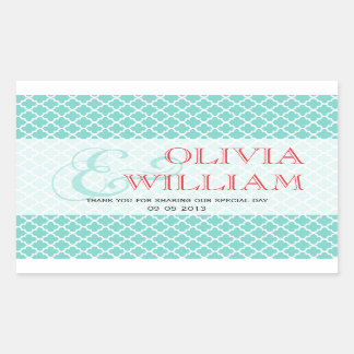 Sticker Rectangulaire Rouge turquoise marocain en carreaux d'esperie et