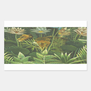 Sticker Rectangulaire Rousseau Tropical Jungle Lion Peinture