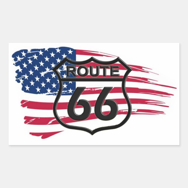 Sticker Rectangulaire Route 66 (Devant)