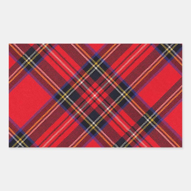 Sticker Rectangulaire Royal Stewart tartan rouge noir plaid (Devant)