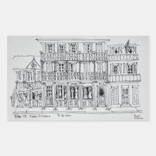 Sticker Rectangulaire Royal Street, quartier français Nouvelle-Orléan