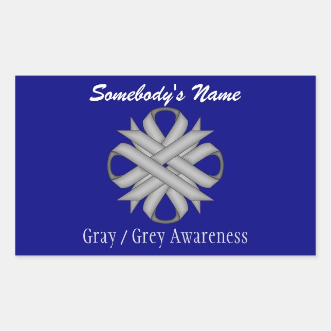 Sticker Rectangulaire Ruban de trèfle gris par Kenneth Yoncich (Devant)