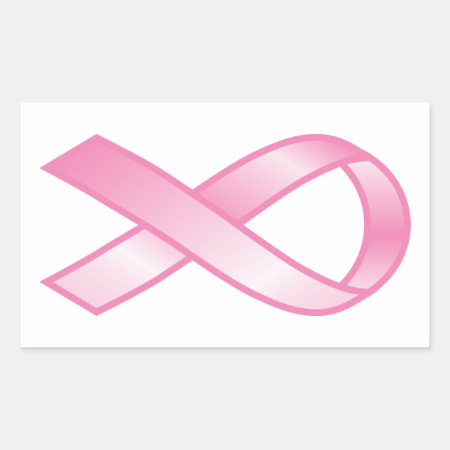 Sticker Rectangulaire Ruban rose de cancer du sein (Devant)