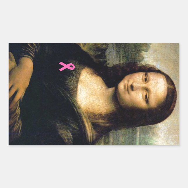 Sticker Rectangulaire Ruban rose Mona Lisa (Devant)