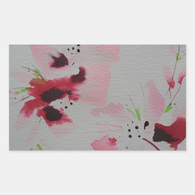Sticker Rectangulaire Rubis, rose et citron vert abstrait (Devant)
