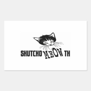 Sticker Rectangulaire Rude Kitty - Fermez votre bouche