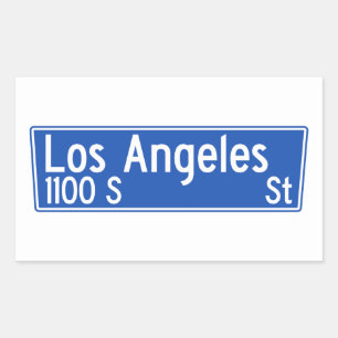 Sticker Rectangulaire Rue de Los Angeles, Los Angeles, plaque de rue de
