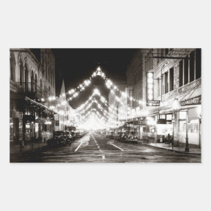 Sticker Rectangulaire Rue Fort d'Honolulu en 1942 à la nuit