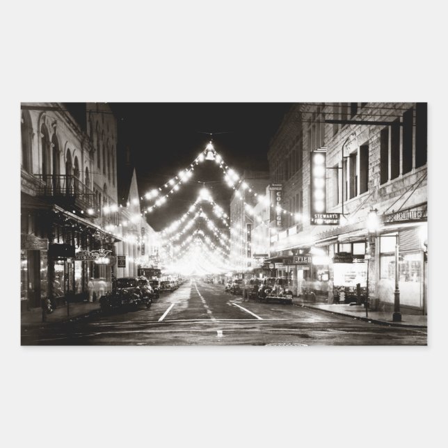 Sticker Rectangulaire Rue Fort d'Honolulu en 1942 à la nuit (Devant)