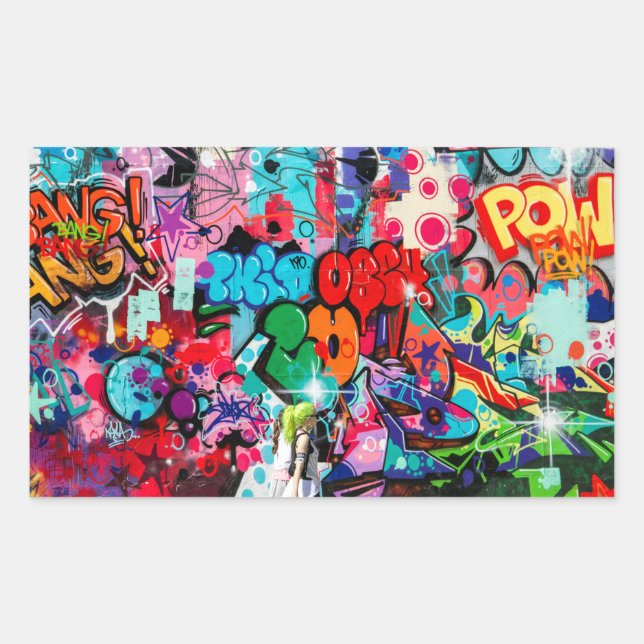 Sticker Rectangulaire rue graffiti (Devant)