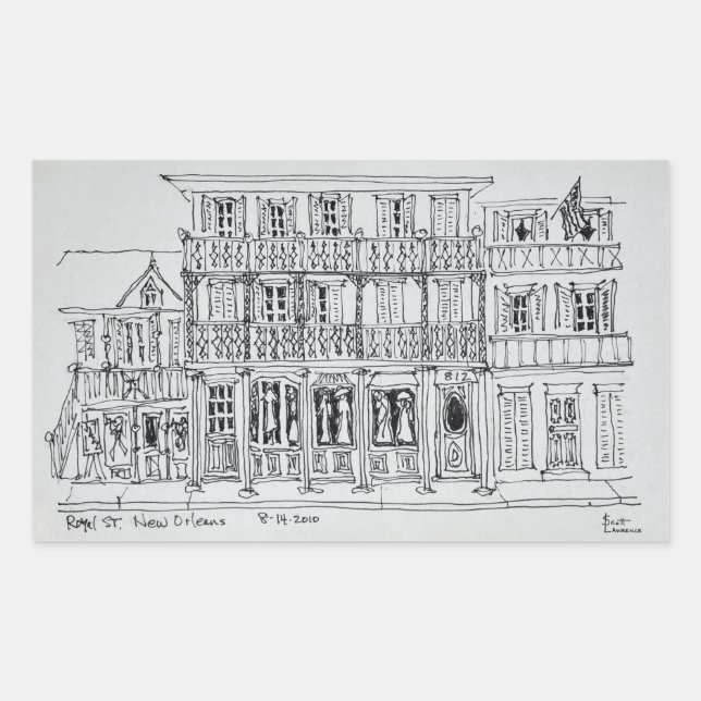 Sticker Rectangulaire Rue Royale, Quartier Français | La Nouvelle-Orléan (Devant)