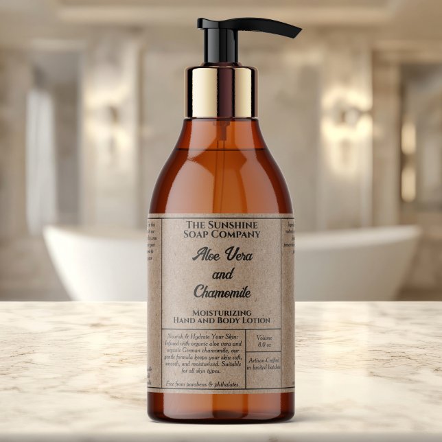 Sticker Rectangulaire Rustic kraft paper cosmetics bottle label  (Créateur téléchargé)