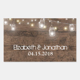 Sticker Rectangulaire Rustique Mason Jar Lights tendance moderne