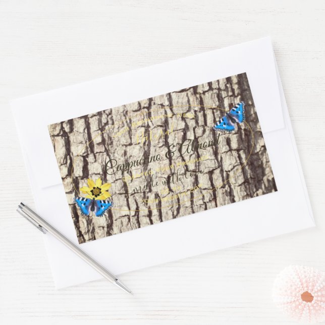 Sticker Rectangulaire Rustique Naturel Barre Bois Grain Produits Étiquet (Enveloppe)