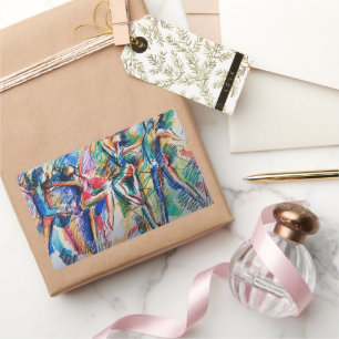 Sticker Rectangulaire Rythme de Mouvement Danseurs Abstraits Classique R