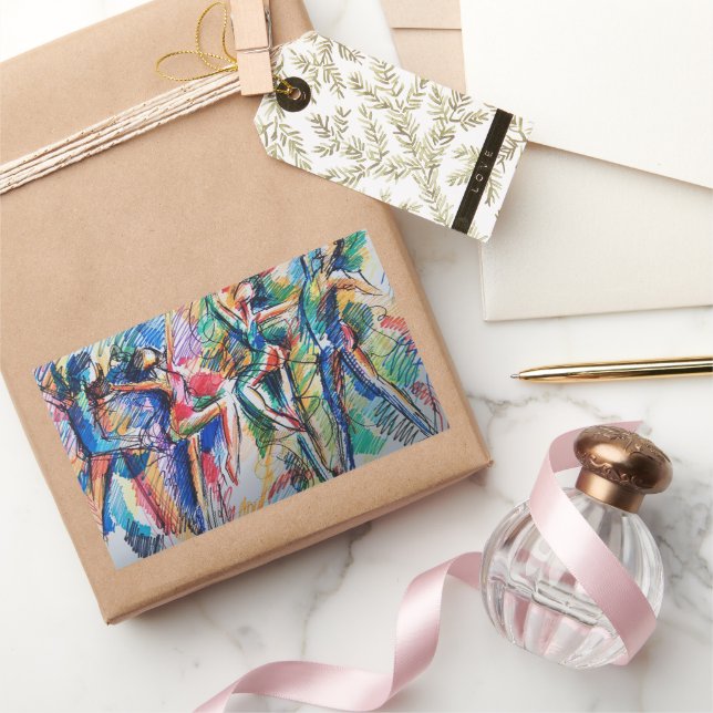 Sticker Rectangulaire Rythme de Mouvement Danseurs Abstraits Classique R (Cadeaux)