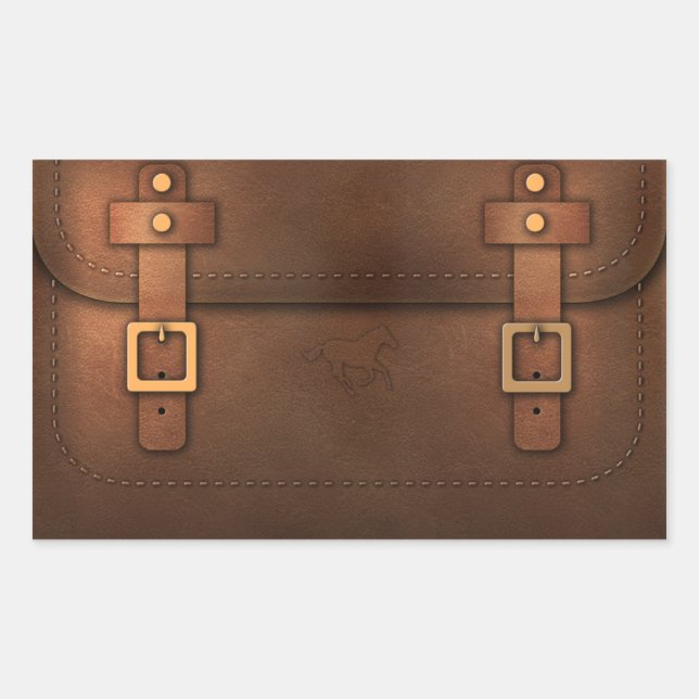 Sticker Rectangulaire sacoche cuir Pony Express (Devant)