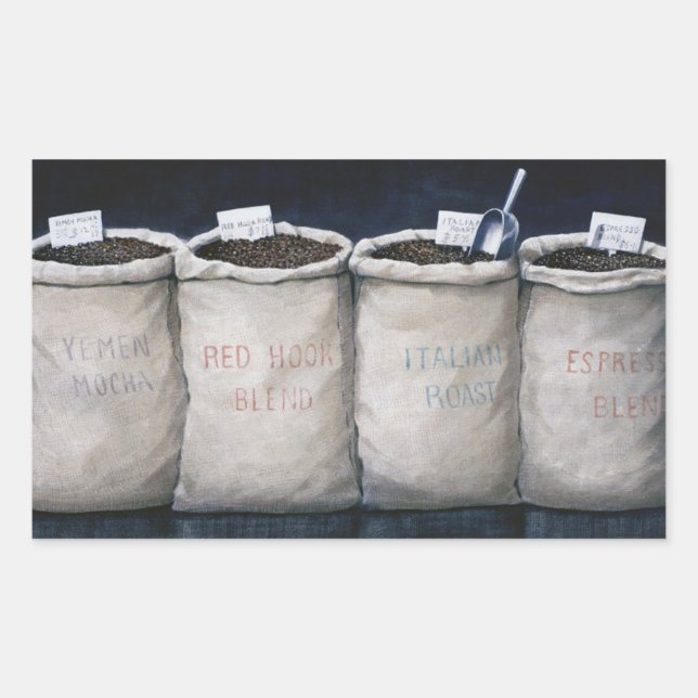 Sticker Rectangulaire Sacs à café 1990 (Devant)