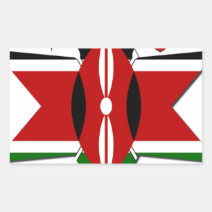 Sticker Rectangulaire Safari au drapeau kenyan : conception d'étoile I