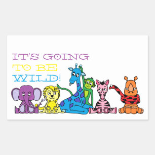 Sticker Rectangulaire Safari sauvage, fête d'anniversaire pour enfants