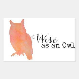 Sticker Rectangulaire Sage comme un hibou typographique aquarelle