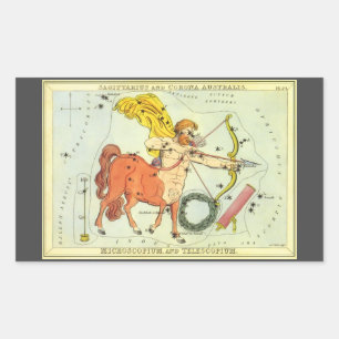Sticker Rectangulaire Sagittaire, Constellation Vintage Urania's Mirror