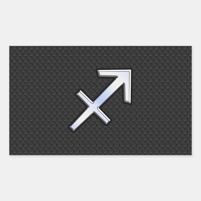 Sticker Rectangulaire Sagittarius Zodiac Sign on Black Snake Skin Decor (Devant)