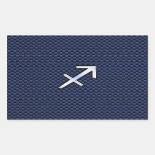 Sticker Rectangulaire Sagittarius Zodiac Sign on Blue Carbon Fibre Print
