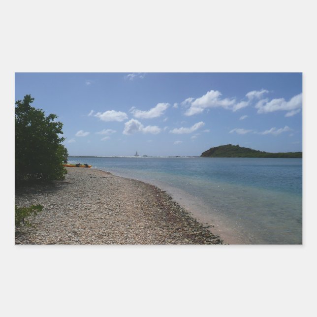 Sticker Rectangulaire Sailboat à la distance de St Thomas (Devant)