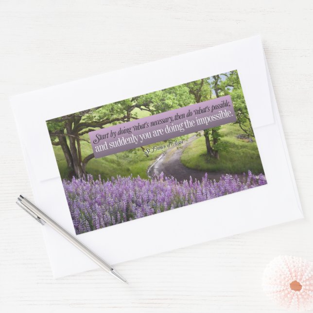 Sticker Rectangulaire Saint François d'Assise Citation Inspirante Possib (Enveloppe)